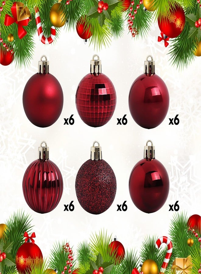 TranquilBliss 36 Pcs-1.57" Christmas Ball Ornaments, Shatterproof Hanging Balls, Tree Decorations for Xmas Tree, Wreath Decor, Holiday Party, Burgundy - Image 3